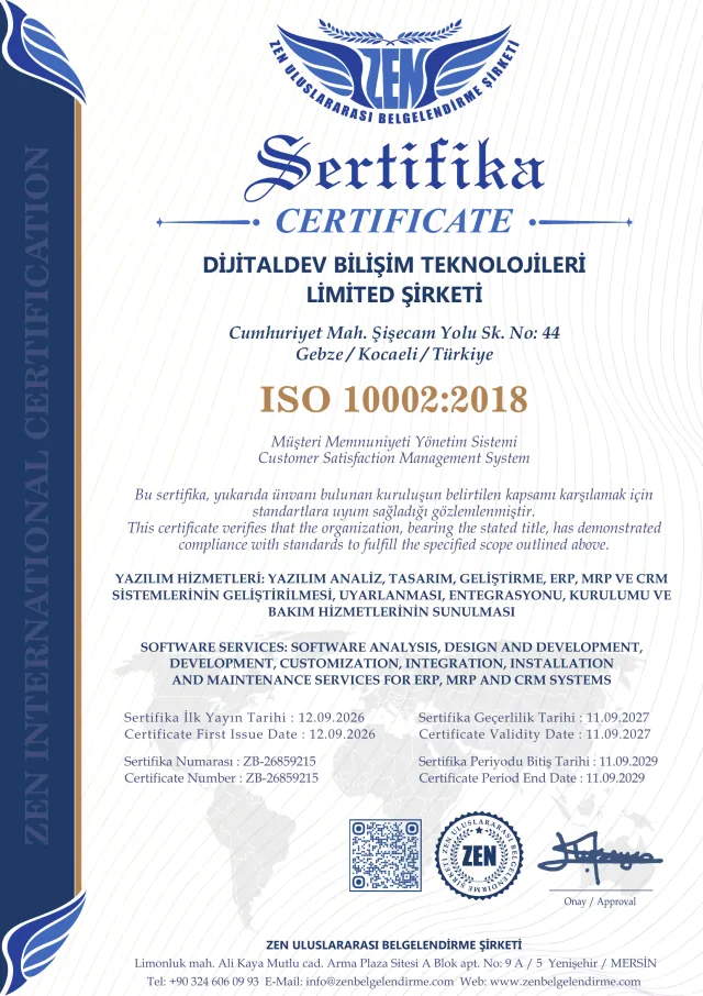 ISO 10002:2018 certificate preview