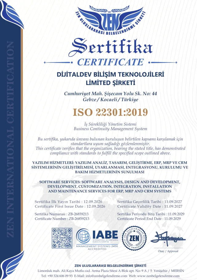 ISO 22301:2019 certificate preview