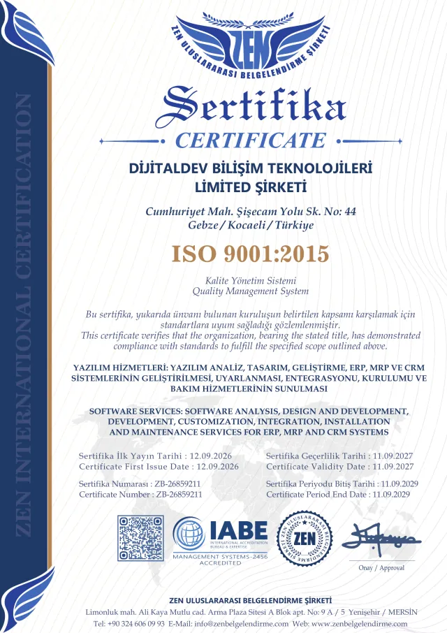 ISO 9001:2015 certificate preview